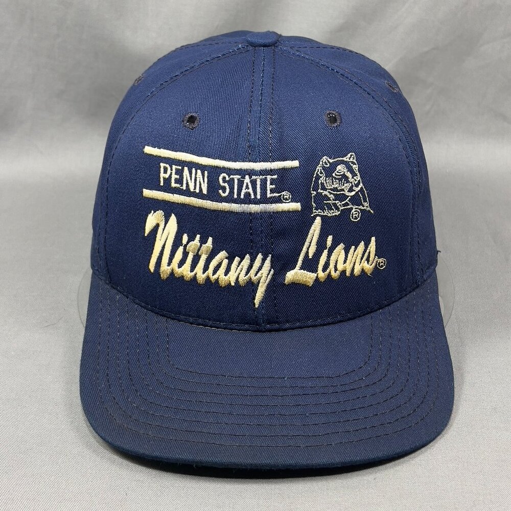 Vtg Penn State Nittany Lions Paramount NCAA Snapback Hat Cap Blue USA Mens 90s